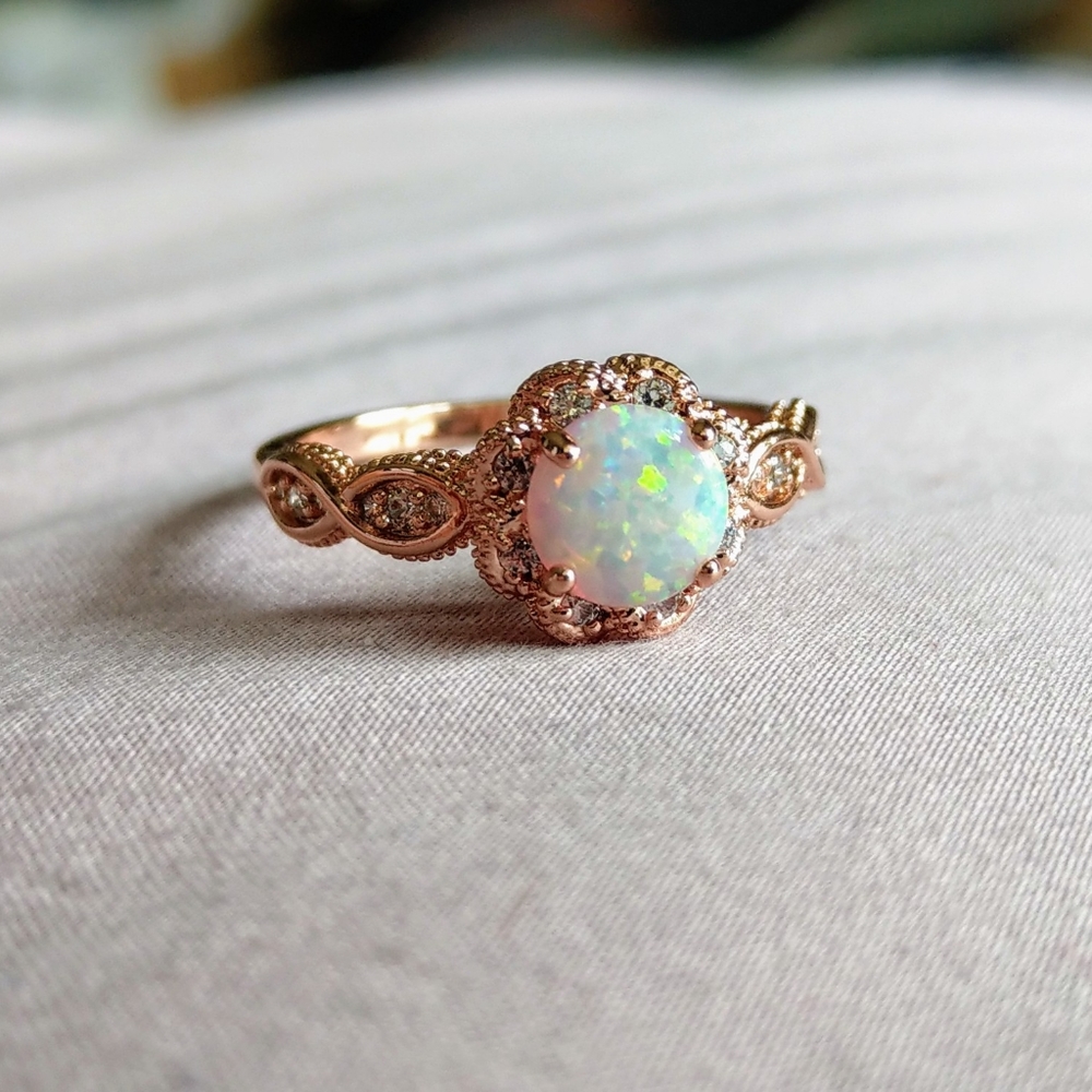 🔥LAST 1🔥NEW ROSE GOLD FIRE OPAL RING - Picture 4 of 11